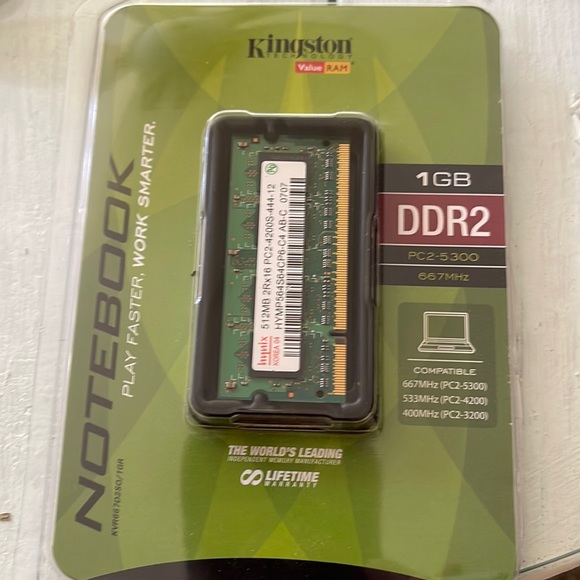 Kingston technology value ram, 1 GB, DDR2, PC 2–530. 667MHZ. New.
